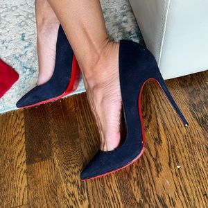 Christian louboutin navy suede so Kate 120 pumps